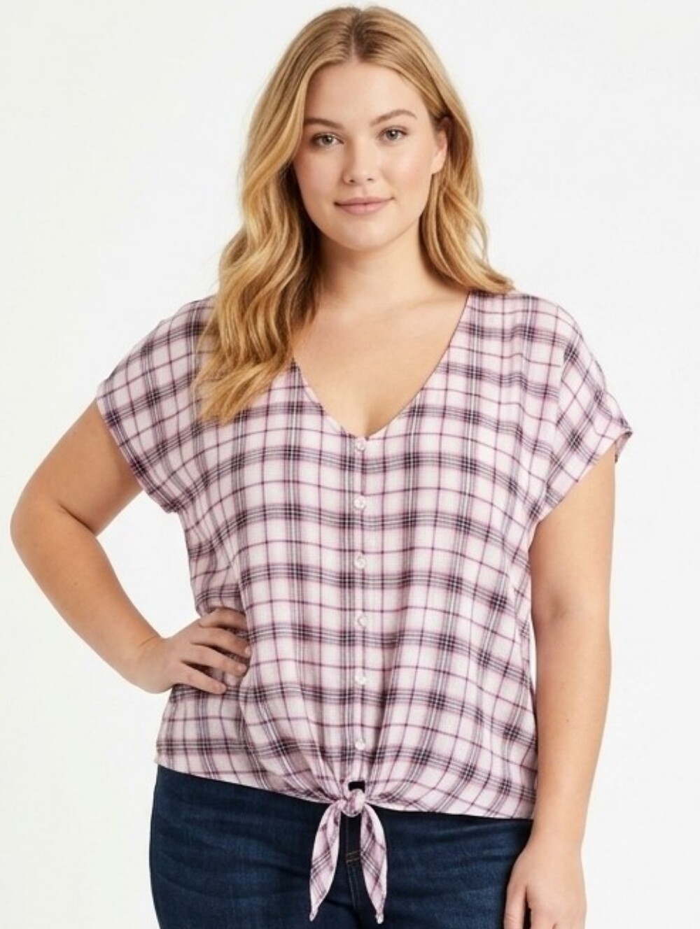 Torrid Top 1X Plaid Dolman Plus Size
